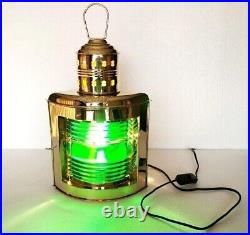 14 Vintage Brass Electric Lantern Maritime Nautical Port Lamp Green Light Lamp