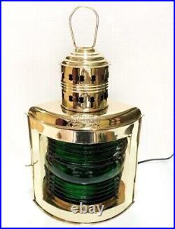 14 Vintage Brass Electric Lantern Maritime Nautical Port Lamp Green Light Lamp