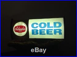1960s Vtg Schaefer Beer Lighted Nautical Ship & Glass Cash Register Bar Sign