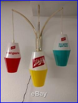 1960s Vtg Schlitz Beer Modern Buoy Nautical Fishing Lighted Sign Wall Sconce
