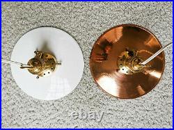 1990s Vintage Brass Ceramic Flat Shade Pendant Light / Retro Industrial Lamp 8