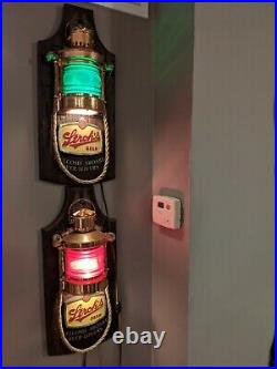 2 Nice Vintage Stroh's Beer Lights Red Green Lantern Set Nautical sconce signs