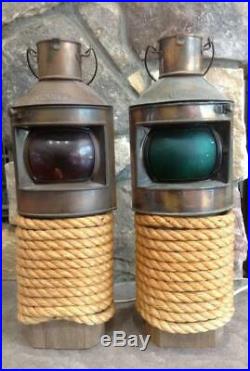 2 Vintage Copper Nautical Ship Oil Lamp Lantern Light PORT & STARBOARD Nautical