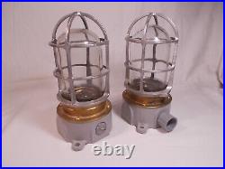 2 Vintage Explosion Proof Marine Passage Lights With Boxes