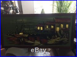 2478 Midcentury Modern Ashbrook Studios Lighted Painting Vintage Nautical