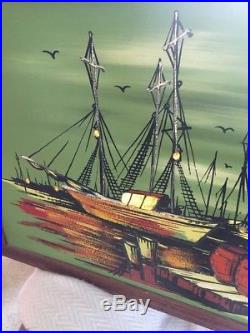 2478 Midcentury Modern Ashbrook Studios Lighted Painting Vintage Nautical