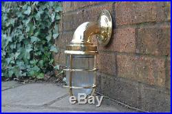 2x nautical Wall Light Vintage Retro Cage Bulkhead Old Brass Ship Lamp