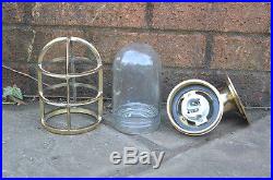 2x nautical Wall Light Vintage Retro Cage Bulkhead Old Brass Ship Lamp