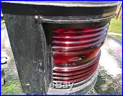 3 Antique Vintage Perko Brass Top Maritime Navigation Lights Red Clear Blue