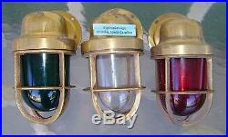 3 Original Vintage Marine Passage Lights RED GREEN CLEAR NEW US WIRING