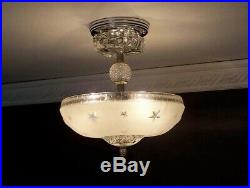 328 Vintage 40's Nautical Maritime Ceiling Lamp Light Fixture STARS white