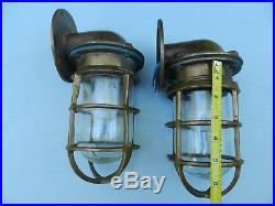 4 Matching Vintage Very Cool Heavy Brass Ship Lights Matching (These are Old)