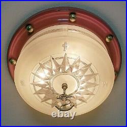 425 Vintage Nautical Glass Ceiling Light Shade Lamp Fixture Lightolier Maritime