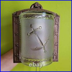 923b 40s Vintage Antique Slip Shade Maritime Nautical Ceiling Wall Sconce Light