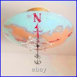 971 Vintage Nautical Glass Ceiling Light Shade Lamp Fixture chandelier antique