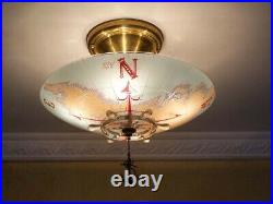 971 Vintage Nautical Glass Ceiling Light Shade Lamp Fixture chandelier antique