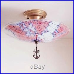 991 Vintage Nautical Glass Ceiling Light Lamp Fixture chandelier antique