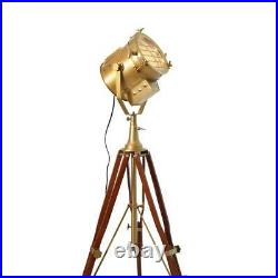 Adjustable Antique Vintage Nautical Tripod Floor Lamp Studio Search Light