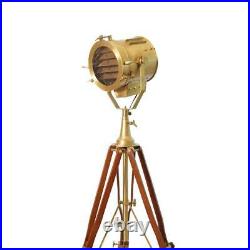 Adjustable Antique Vintage Nautical Tripod Floor Lamp Studio Search Light