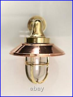 Alleyway Bulkhead Nautical Style Wall Brass Small New Light & copper Shade 1 Pcs