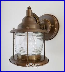 Antique 30s Vtg Outdoor Nautical Porch Light Sconce Fixture Marine Lantern Style
