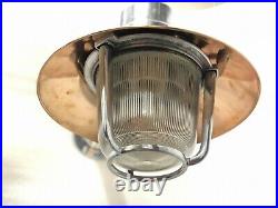 Antique Aluminum Old American Wall Light Fixture With New Copper Shade
