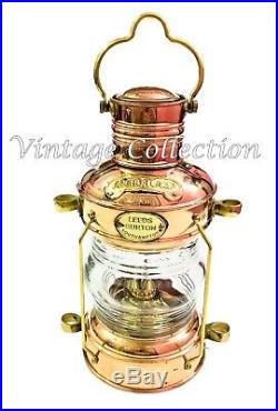 Antique Brass Anchor Oil Lamp NauticalVintage Maritime Ship Lantern Boat Light