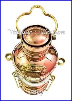 Antique Brass Anchor Oil Lamp NauticalVintage Maritime Ship Lantern Boat Light