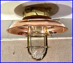 Antique Brass Bulkhead Ceiling Light With Junction Box & Copper Shade Lot Of 10