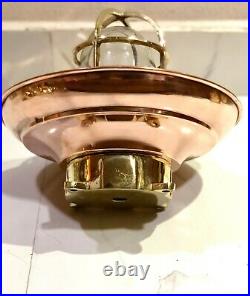 Antique Brass Bulkhead Ceiling Light With Junction Box & Copper Shade Lot Of 10