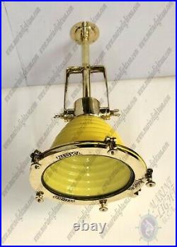 Antique Ceiling Decoration Aluminum and Brass Pendant Light Yellow Coated Lot 5