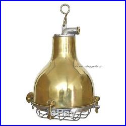 Antique Ceiling Marine Industrial Vintage Nautical Brass Deck Light With Cage