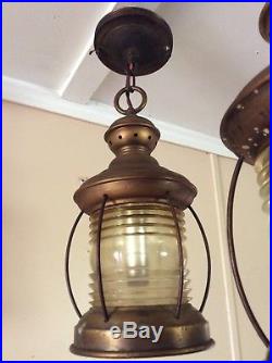 Antique Copper Nautical Hanging Lantern Porch Light Vintage 1 Of 2
