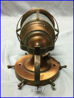 Antique Copper Nautical Wall Light Fixture Jelly Jar Shade Vintage 311-19C