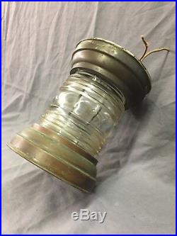 Antique Copper Porch Ceiling Light Fixture Lantern Vtg nautical Jelly Jar 65-19D