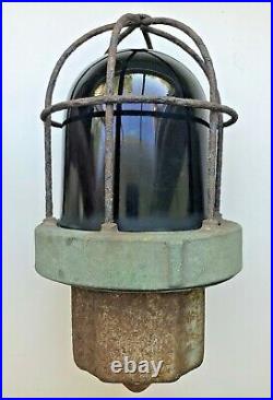 Antique Explosion Proof Bulkhead Ship Light Red Lens FREE Shipping