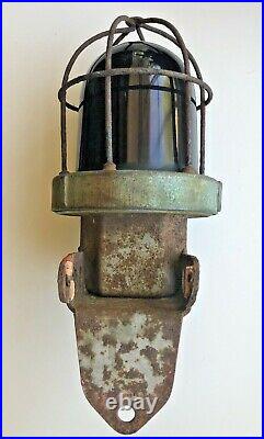Antique Explosion Proof Bulkhead Ship Light Red Lens FREE Shipping
