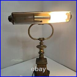 Antique Golden Metal Desk Light Lamp Home Decor Rare Unique Vintage Decor