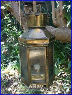 Antique Large Brass Ships Oil Lamp Lantern Light Vintage Nautical 1920's