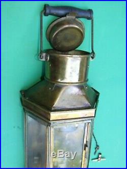 Antique Large Brass Ships Oil Lamp Lantern Light Vintage Nautical 1920's