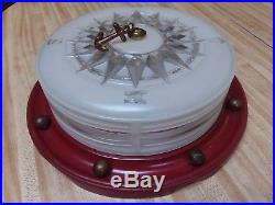 Antique Lightolier Nautical Compass Ceiling Light Fixture Chris Craft Boat Vtg 2
