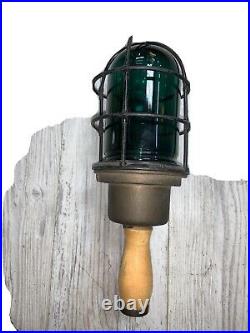 Antique N. O. S. Rare LOVELL Bronze Ships Drop Light Explosion Proof With Wood Handle