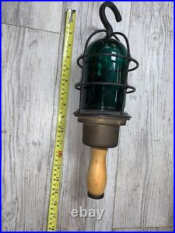 Antique N. O. S. Rare LOVELL Bronze Ships Drop Light Explosion Proof With Wood Handle