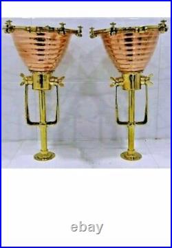 Antique Nautical Brass And Copper Hanging Cargo Pendant Ship Light 2 Piece New