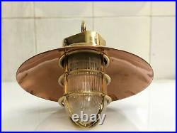 Antique Nautical Ship Brass Long Vintage Pendant Light With Shade/hook 1
