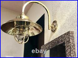 Antique Nautical Victorian Brass Wall Sconce Light Fixture with Shade Cap Lot 2