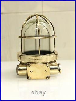 Antique Original Bulkhead Old Brass Vintage Ceiling Nautical Light Set of 2