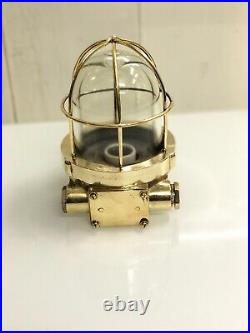 Antique Original Bulkhead Old Brass Vintage Ceiling Nautical Light Set of 2