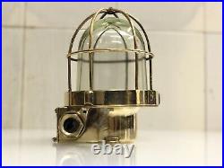 Antique Original Bulkhead Old Brass Vintage Ceiling Nautical Light Set of 2