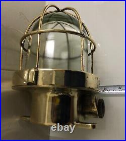 Antique Original Bulkhead Old Brass Vintage Ceiling Nautical Light Set of 2